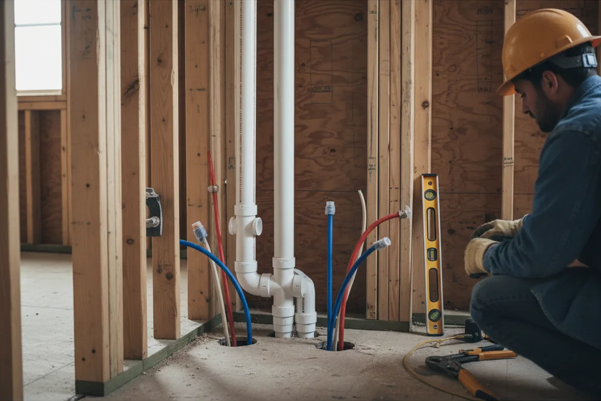 Drain and supply rough-in during Sump Pump Repair in North Port