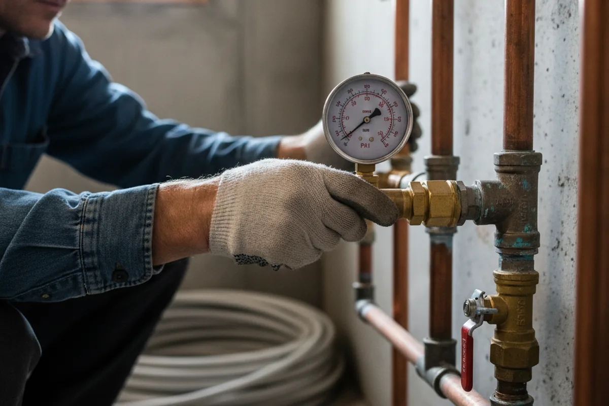 Pressure testing a repaired line during Water Line Repair in North Port